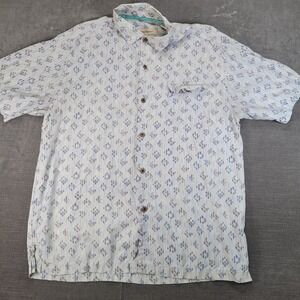 Tommy Bahama Mens Large Original Fit Short Sleeve Silk Shirt Abstract Print